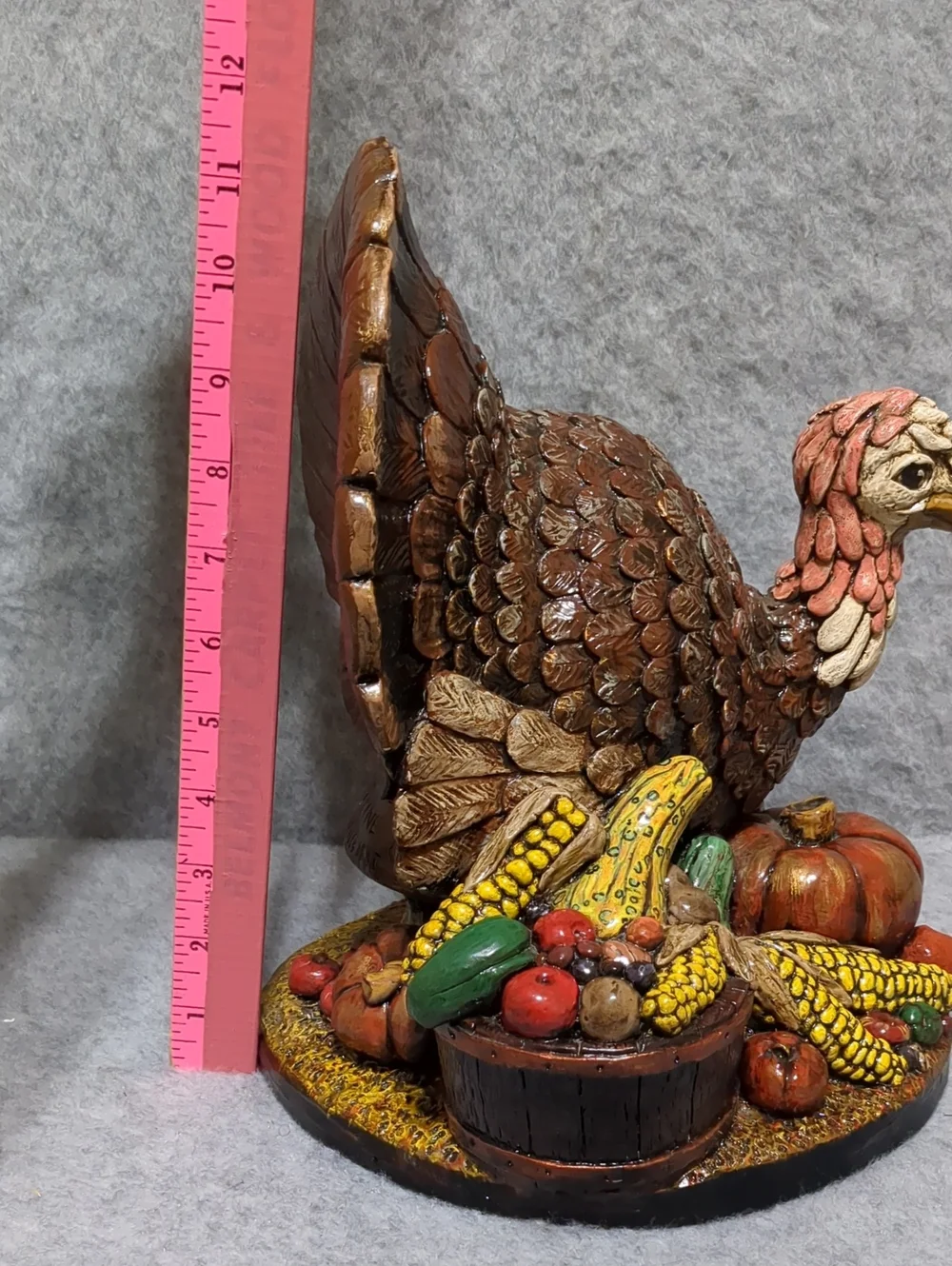 Florentine Art Studio 80's Thanksgiving Turkey Plaster Chalkware Centerpiece 11”